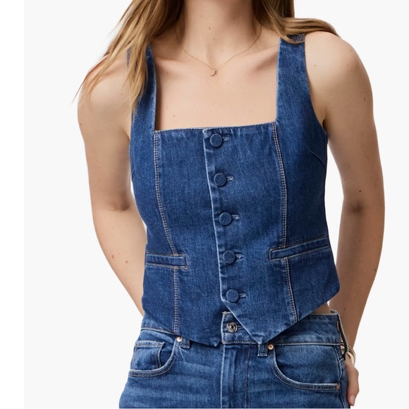 PAIGE Women's Irene Button Front Denim Top NEW - Picture 2 of 5